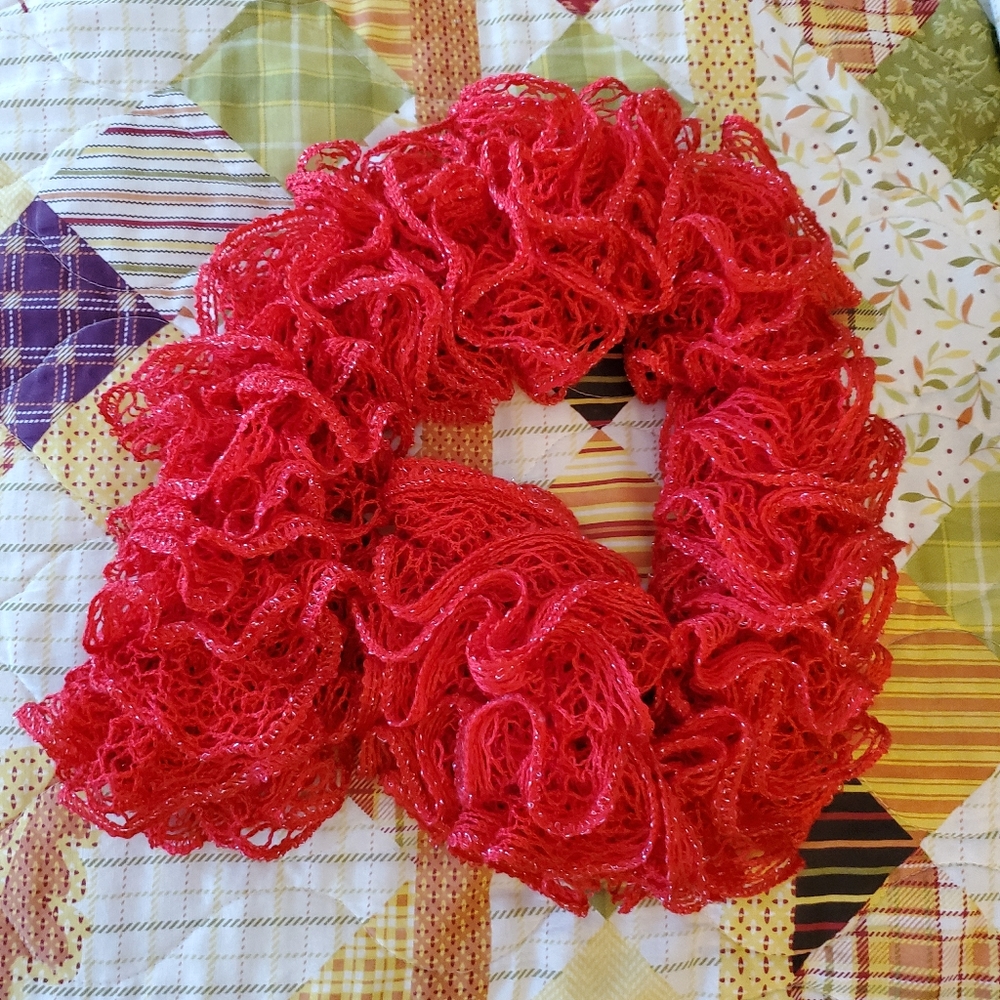 Red Ruffle Scarf